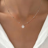 Silver Shiny Round Beads Halo Zircon Necklace For Women Engagement Wedding Jewelry - Image 5