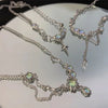 Kpop Shiny Star Necklace for Women Y2K Crystal Zircon Cross Pendant Necklaces Girls Antique Silver Color Clavicle Chain - Image 1