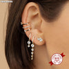 Silver Ear Needle Simple Ear Clip White Zircon Wrapping Design Earring for Women Jewelry Gift - Image 4
