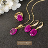 Oval Purple Crystal Fusion Stone Back Is Crystal Stone Necklace Earrings Rings Jewelry Set Elegant Women's Jewelry - Image 15