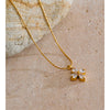 Delicate Shiny Cubic Zirconia Flower Pendant Chic Necklace Golden Plated Pvd Jewelry - Image 4