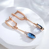 Unusual Shiny Oval Blue Zircon Long Dangle Earrings for Women Rose Gold Wedding Party Daily Jewelry - Image 5