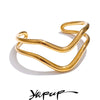 Distinctive Stainless Steel Double Layer Hollow Cuff Quality Bracelet Bangle Stylish Unique Minimalist Jewelry - Image 1