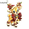 Essh&Pule Vintage Christmas Brooch Enamel Rhinestone Cute Santa Claus Reindeer Deer Lapel Pin for Women Party Xmas Jewelry Gifts - Image 3