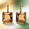 Rectangle Olive Green Zircon Hoop Chain Necklace Earrings Bracelet Ring Women Jewelry Set - Image 9