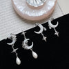 Earrings for Girls Asymmetrical Shining Star Moon Orecchini Donna Kolczyki - Image 2