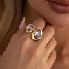 IngeSight.Z Inlay Acrylic Rhinestone Ring for Women Romantic Gold Color Open Metal Rings Jewelry Steampunk Gift - Image 1