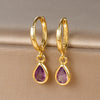 Stainless Steel Huggie Hoop Earrings with Colored Stone Details in Two-Piece Sets - Image 9