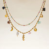 Vacation Style Gold Color Plated Stainless Steel Color Stone Pendant Necklace Stackable Double layer - Image 4