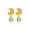 Chic Three Layers CC Piercing Mini Earclip Chunky Circle Zircon Pendant Huggie Hoop Earrings for Women Vintage Jewelry - Image 4