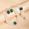4PC Women's Light Short Style Imitation Pearl Turquoise Necklace Earrings Bracelet Jewelry Set Party Festival Gif - Image 5