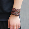Male Leather Bracelet Friendship Big Wide Bracelet for Men Buckle Adjustable Vintage Punk Jewelry - Image 6