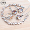 Bridal Women Blue Zircon Jewelry Sets Silver Women Wedding Jewelry Charms Rings Bracelets Earrings Set Pendant Necklace - Image 15