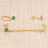 3PCS Gold Plated Zircon Flower Hoop Earrings Set Stainless Steel Double Stud Chain Huggie Piercing Women's Jewelry - Image 6