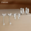 Three-Pair Huggie Hoop Earring Set with Color and Stone Variations - Image 8