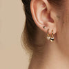 Silver Needle Heart Shape Pendant Hoop Earrings For Women Retro Simple Huggie Earrings Party Jewelry Accessories - Image 3