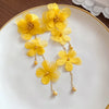 Glass Chiffon Flowers Tassel Dangle Earrings for Women Sweet Exaggerated Design Earring Vacation Style Jewelry Travel K - Image 11