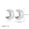 Gold Plated Wide C-shape Metal Ribbed Hoop Earrings for Women Geometric Round Stainless Steel Earring Jewelry - Image 10