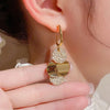 Temperament Geometric Stainless Steel Round Dangle Earrings for Women Crystal Zircon Pendant Jewelry Gifts - Image 3