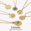 Marble Sun Pattern Round Mini Turquoise Eye Retro Round Coin Rectangular Snake Chain Freshwater Pearl Necklace - Image 1