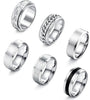 6Pcs Mens Rings 316L Stainless Steel for Men Women Vintage Thumb Engagement Ring Wedding Band Fidget Ring Set Jewel Gift - Image 7