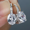 Silver Bridal Wedding Engagement Drop Earrings White/Blue/Green Oval CZ Stone Eternity Jewelry for Women - Image 4