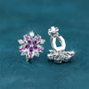 Female Small Red Zircon Stone Clip Earrings Charm Silver Color Wedding Jewelry For Women - Image 5