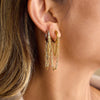 Hiphop Rock Multi Layer Chain Pendant Earrings Two-tone Mix Color Circle Huggies Ear Hoops Everyday Versatile Jewelry - Image 4