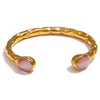 62mm Stainless Steel Multicolored Natural Stone Golden Cuff Open Bracelet Bangle Jewelry - Image 10
