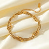 Woven Link Stainless Steel Bracelet with Gold Tone Finish - Image 3