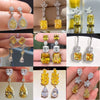 Simple and Elegant Square Cubic Zirconia Earrings Bling Yellow CZ Dangle Women Wedding Engagement Jewelry - Image 1