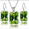 Retro Silver Necklace Earrrings Jewelry Sets for Women Ladies Wedding Engagement Big Square Crystal Zircon Pendant Hooks - Image 3