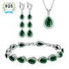 Water Drop Green Cubic Zirconia White CZ Silver Jewelry Sets For Women Wedding Earrings/Pendant/Necklace/Bracelet - Image 8