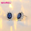 Silver Plated Women Wedding Engagement Jewelry Sets Princess Oval Zircon Crystal Necklace Earrings Ring - Image 13