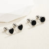 Silver Black Heart Star Round Small Stud Earrings for Women Jewelry Accessories - Image 2