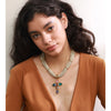 White Colorful Shiny Glass Cross Pendant Necklace for Women Stainless Steel Polyester Chain Jewelry Gift - Image 5