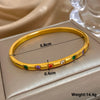 316L Stainless Steel Bangle Bracelet with Cubic Zirconia Details in Gold-Tone - Image 20