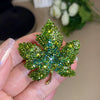 Enamel Blue Rhinestone Maple Leaf Brooches for Women Design Vintage Metal Casual Office Brooch Pin Party Wedding Gift - Image 3