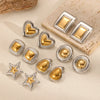 Design Gold Silver Mixed Color Titanium Steel Geometric Stud Earrings Set Women's Classic Charm Earr - Image 2