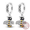 Silver Hoops Earrings Colorful Flower Butterfly Bee Drop Earring For Women Birthday Party Jewelry Gifts - Image 13