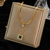 316L Stainless Steel Green Zirconia Crystal Necklace For Women Chain Choker Jewelry Party Wedding Gifts - Image 10