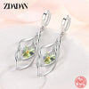 Silver Hollow Blue Crystal Long Drop Earrings For Women Wedding Jewelry Gift - Image 7