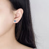 Silver Stud Earrings Crystal Clover Link Bracelets Necklace Jewelry Sets For Women - Image 3