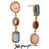 Geometric Drop Earrings with Stainless Steel Posts in Gold-Tone or Silver-Tone - Image 1