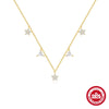 Silver Star Pendant Necklace For Women Gold Triangular Geometry Flower Inlaid Zircon Layered Jewelry - Image 9