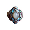 Craft Inlaid Enamel Porcelain Lotus Natural Chalcedony Adjustable Ring Ethnic Classic Ladies Jewelry - Image 6