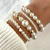 Five-Piece Resin Bead Bracelet Set with Round Charms and Elastic Bands - Image 8