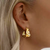 Stainless Steel Gold Color Irregular Wave Shape Hoop Earrings for Women Jewelry Silver Geometric Textured Folded Over Studs - Image 1