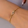 Gold Color Zircon Evil Blue Eye Bracelet Bangle Lucky Jewelry Women Gift Adjustable Handmade - Image 2