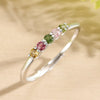 Tourmaline Silver Women Ring Stone Multicolor Silver Opening Rings for Women Adjustable Wedding Ring - Image 1